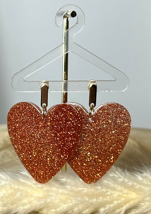 Boucles gros  Coeur Résine et Paillettes