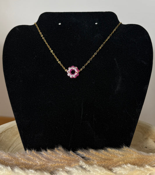 Collier Petite Fleur résine et paillette